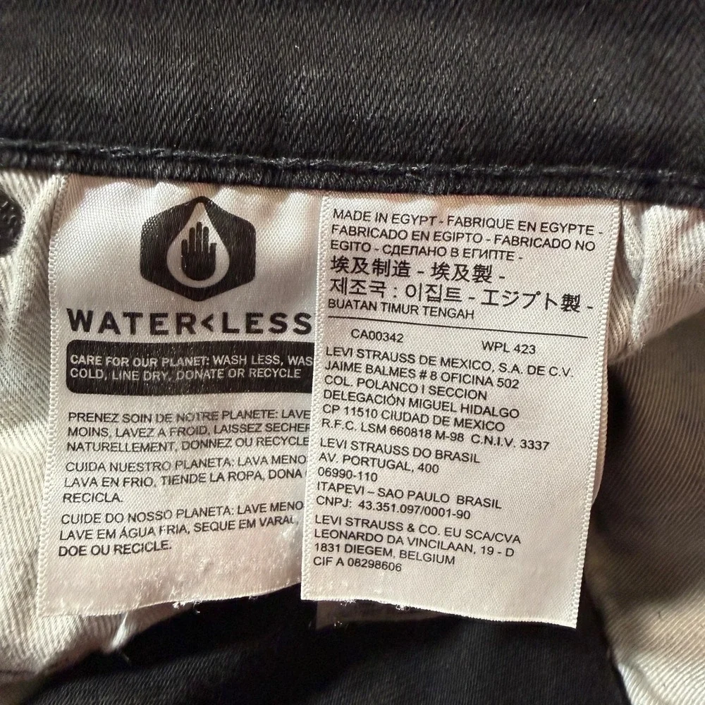 Levis 511 Premium Jeans Mens 42x32 Black Slim Straight Leg Stretch Biker‎ Goth